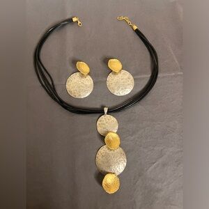 Gold And Silver Plated Necklace And Earrings Set Turkish Jewelry